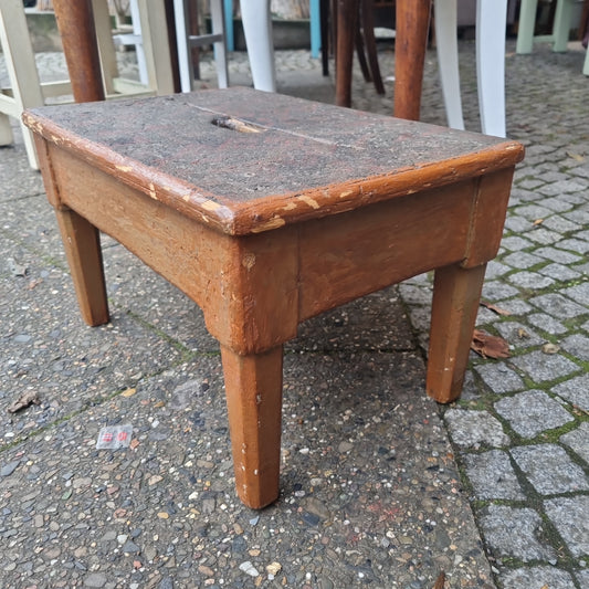 Antiker Hocker Schemel Fußbank Bank Landhaus Shabby Kiefernholz braun