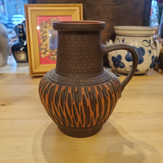 Alte Scheurich Keramik Vase Krug braun Handgemacht Henkel