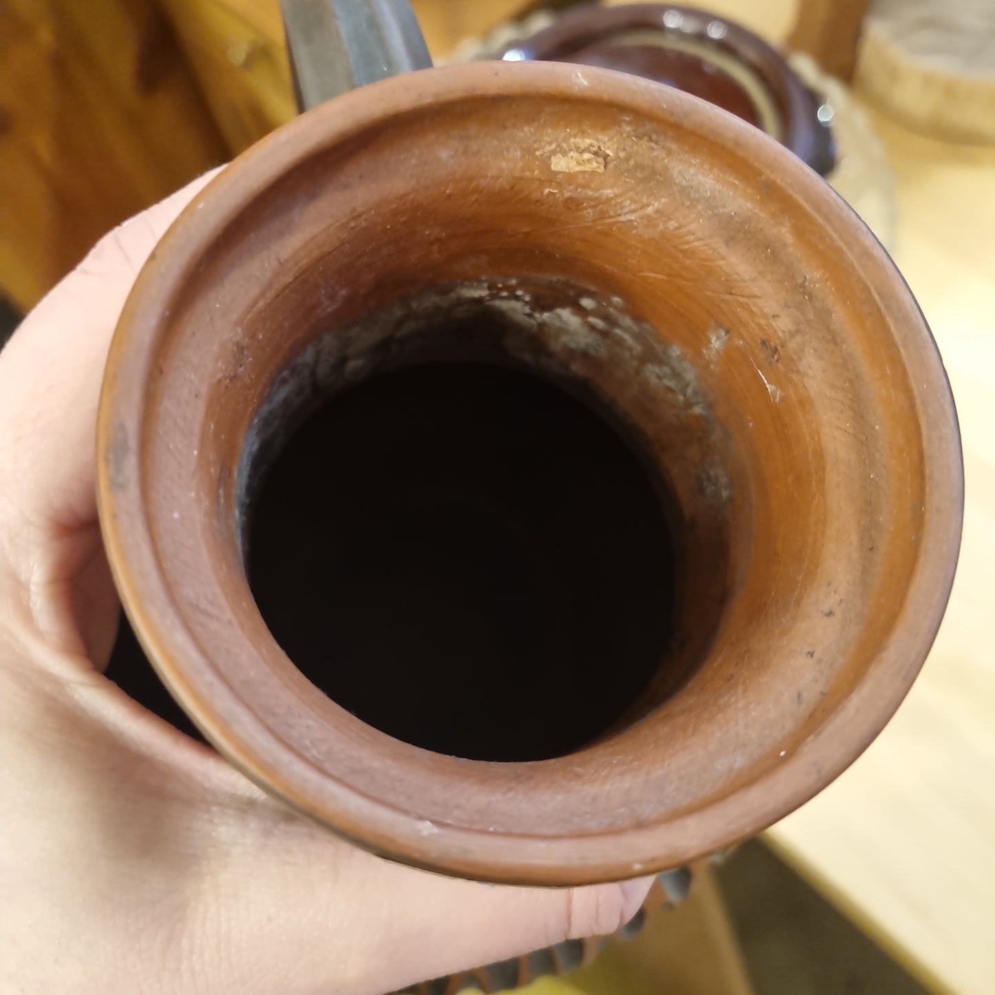 Alte Scheurich Keramik Vase Krug braun Handgemacht Henkel