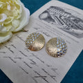 Vintage Ohrclips 50er Jahre Massive Runway Ohrringe / Made in West Germany Statement Clips Silber Gold Strass Rund