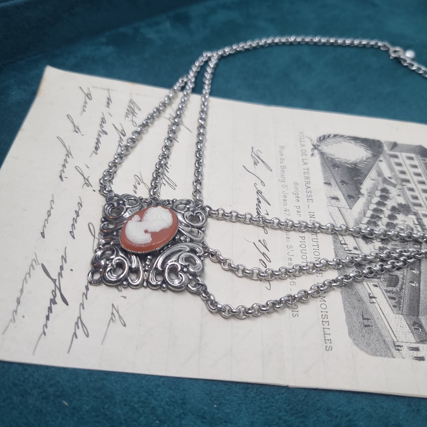 Hübsche Vintage Halskette Silber Handmade Kette Edel superleicht