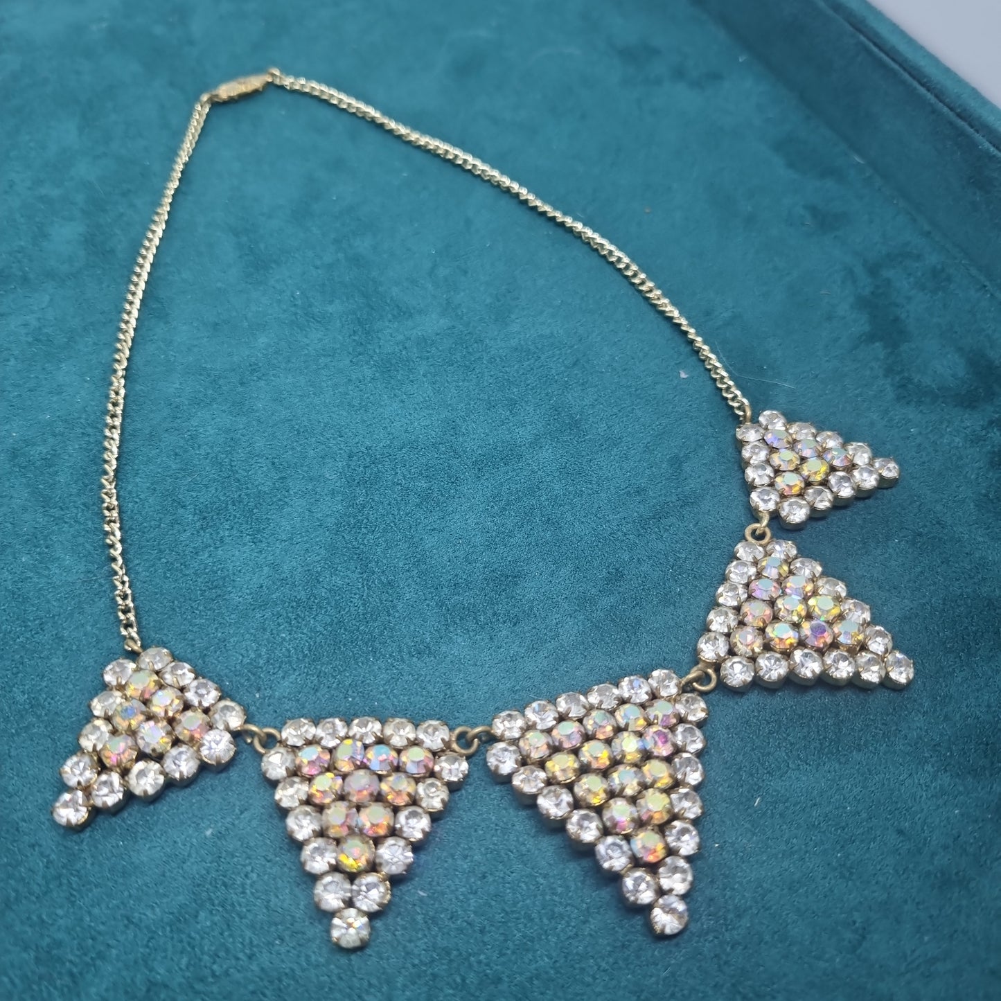 Alte Strasssteinkette Vintage Collier mit altem Verschluss Halskette Strass Kette Modeschmuck funkelnde