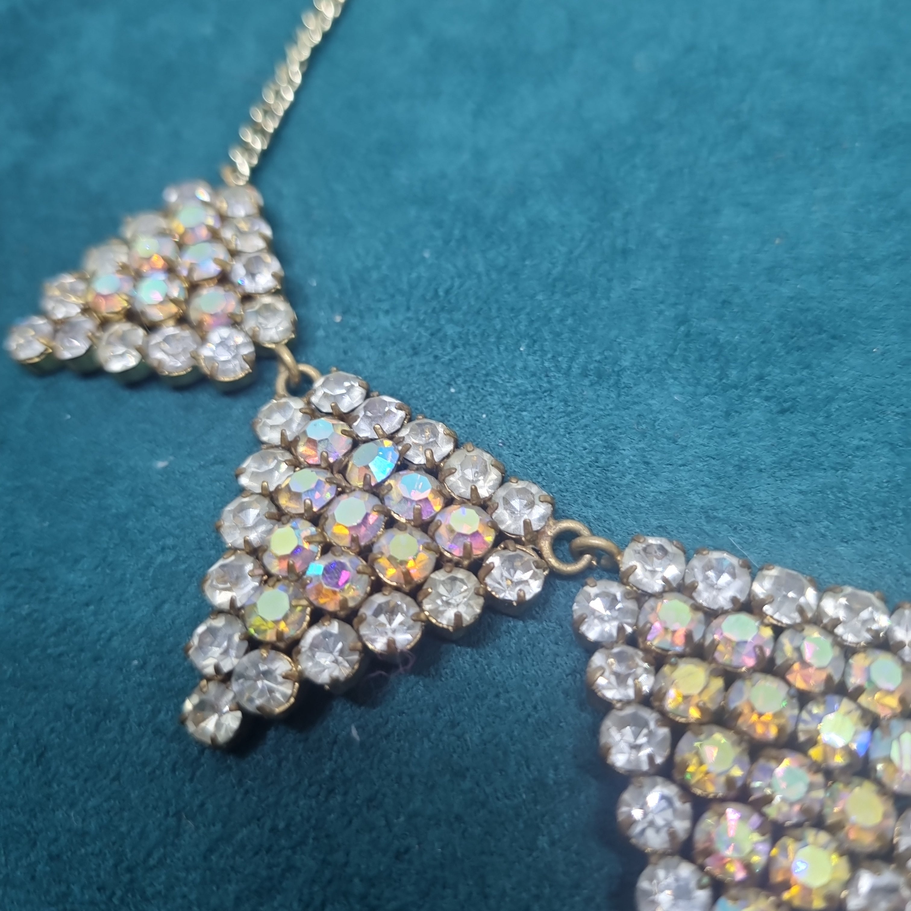 Alte Strasssteinkette Vintage Collier mit altem Verschluss Halskette Strass Kette Modeschmuck funkelnde