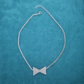 Strasssteinkette Vintage Collier Halskette Strass Kette Modeschmuck funkelnde Steine Schleife