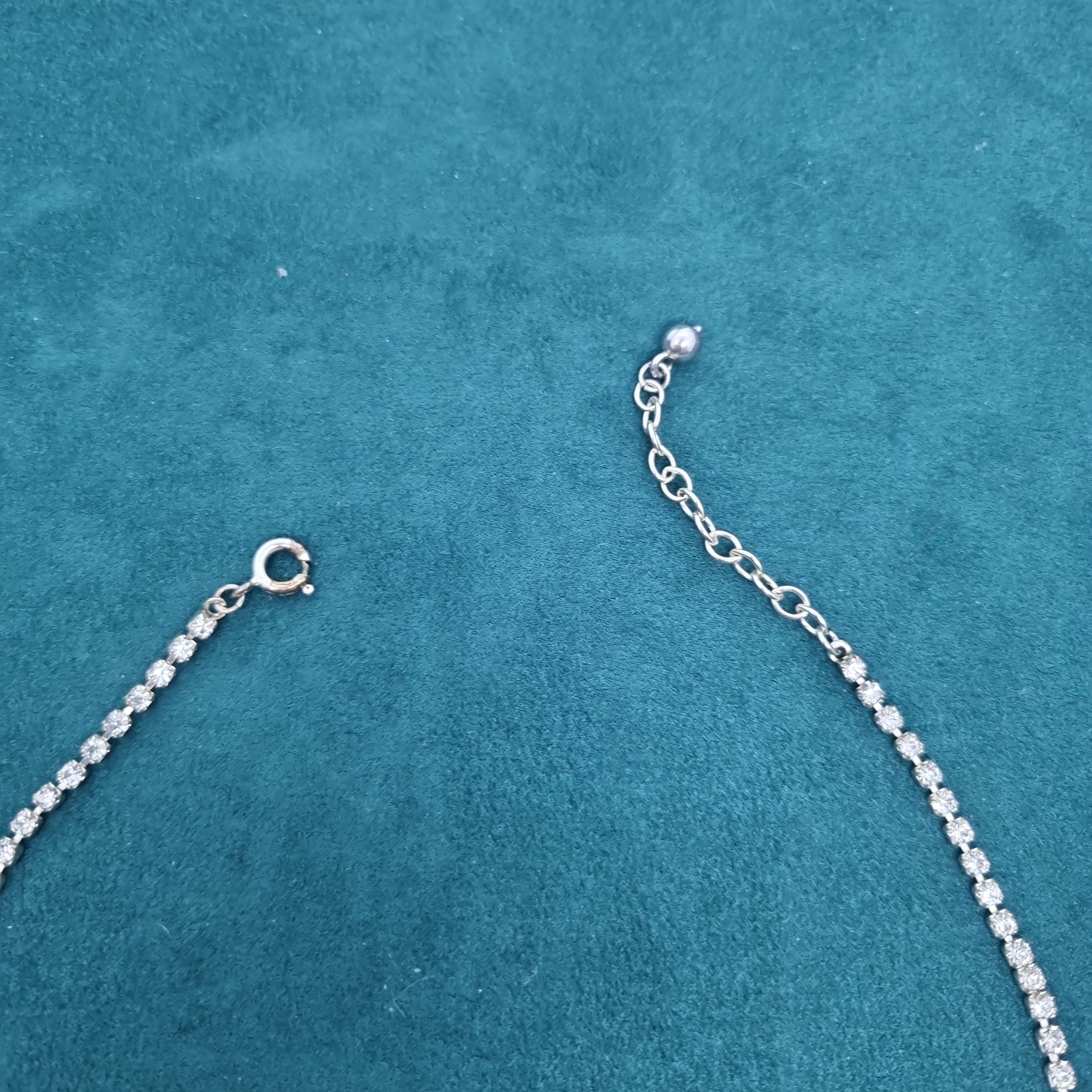 Strasssteinkette Vintage Collier Halskette Strass Kette Modeschmuck funkelnde Steine mit Perlen