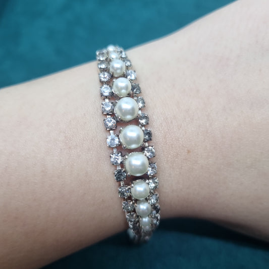Strassstein Armband Vintage Strass Kette Modeschmuck funkelnde Steine Perlen