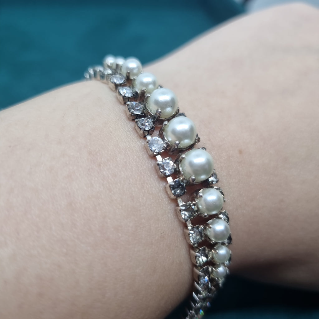 Strassstein Armband Vintage Strass Kette Modeschmuck funkelnde Steine Perlen