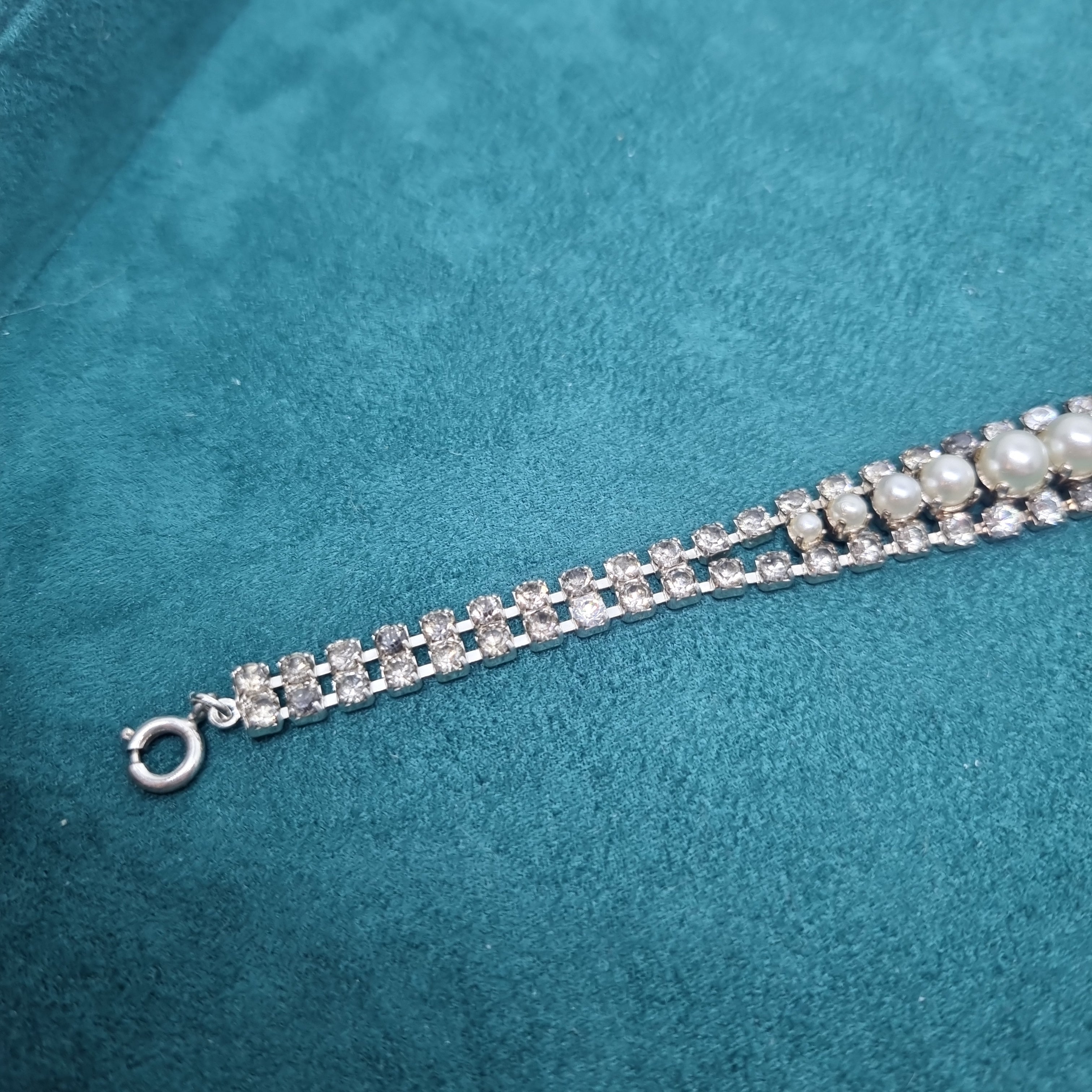 Strassstein Armband Vintage Strass Kette Modeschmuck funkelnde Steine Perlen