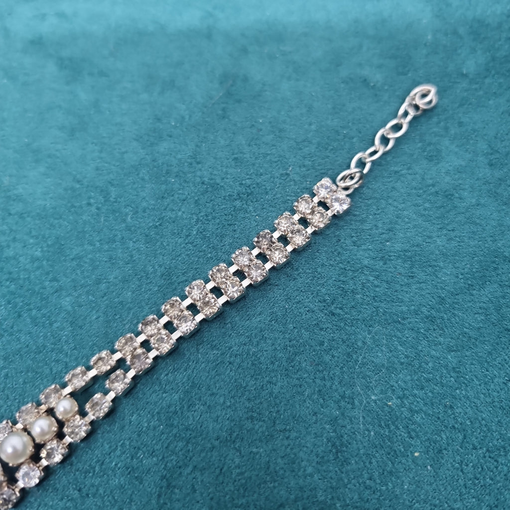 Strassstein Armband Vintage Strass Kette Modeschmuck funkelnde Steine Perlen