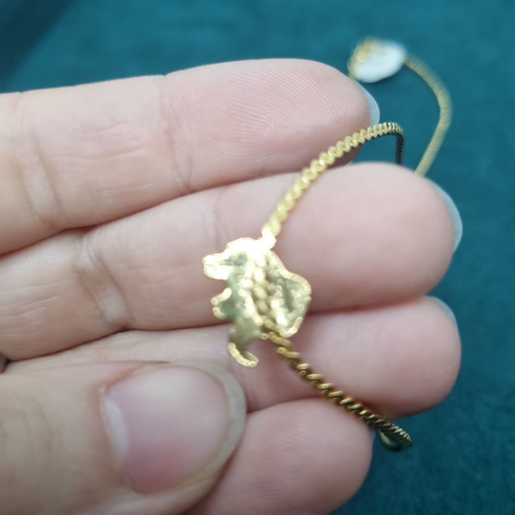 Wunderschöne Vintage Halskette Goldfarbend Handmade Elefant Strass