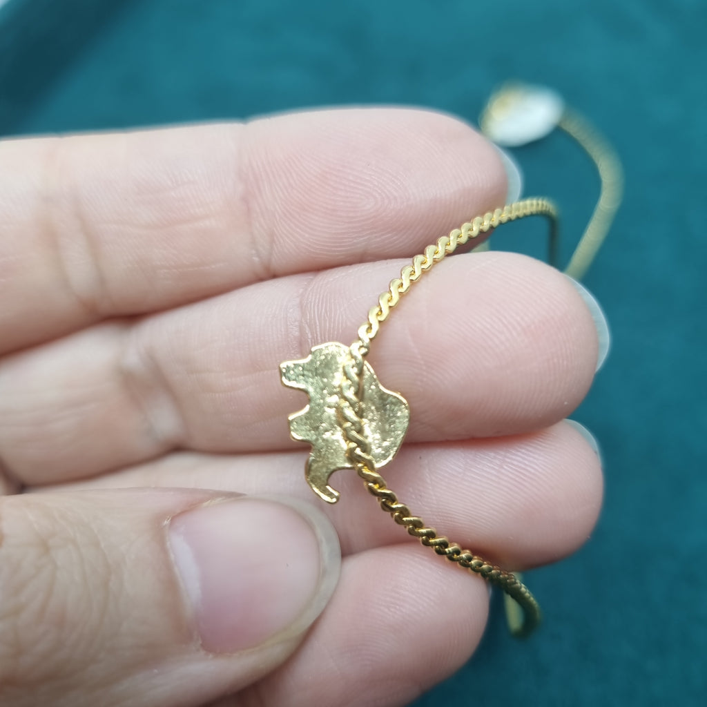 Wunderschöne Vintage Halskette Goldfarbend Handmade Elefant Strass