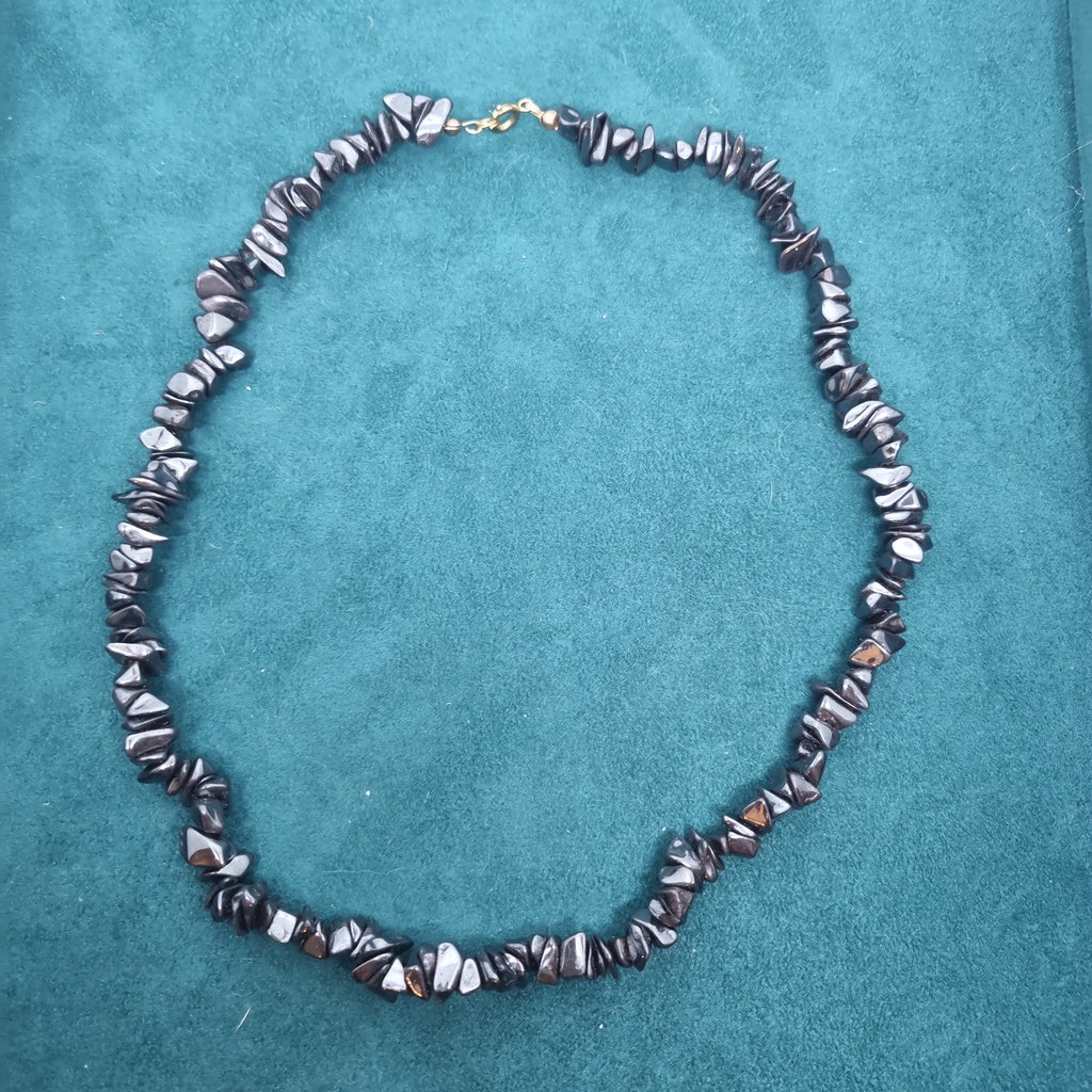 Wunderschöne anthrazit Perlen Vintage Halskette Collier Handmade Midcentury