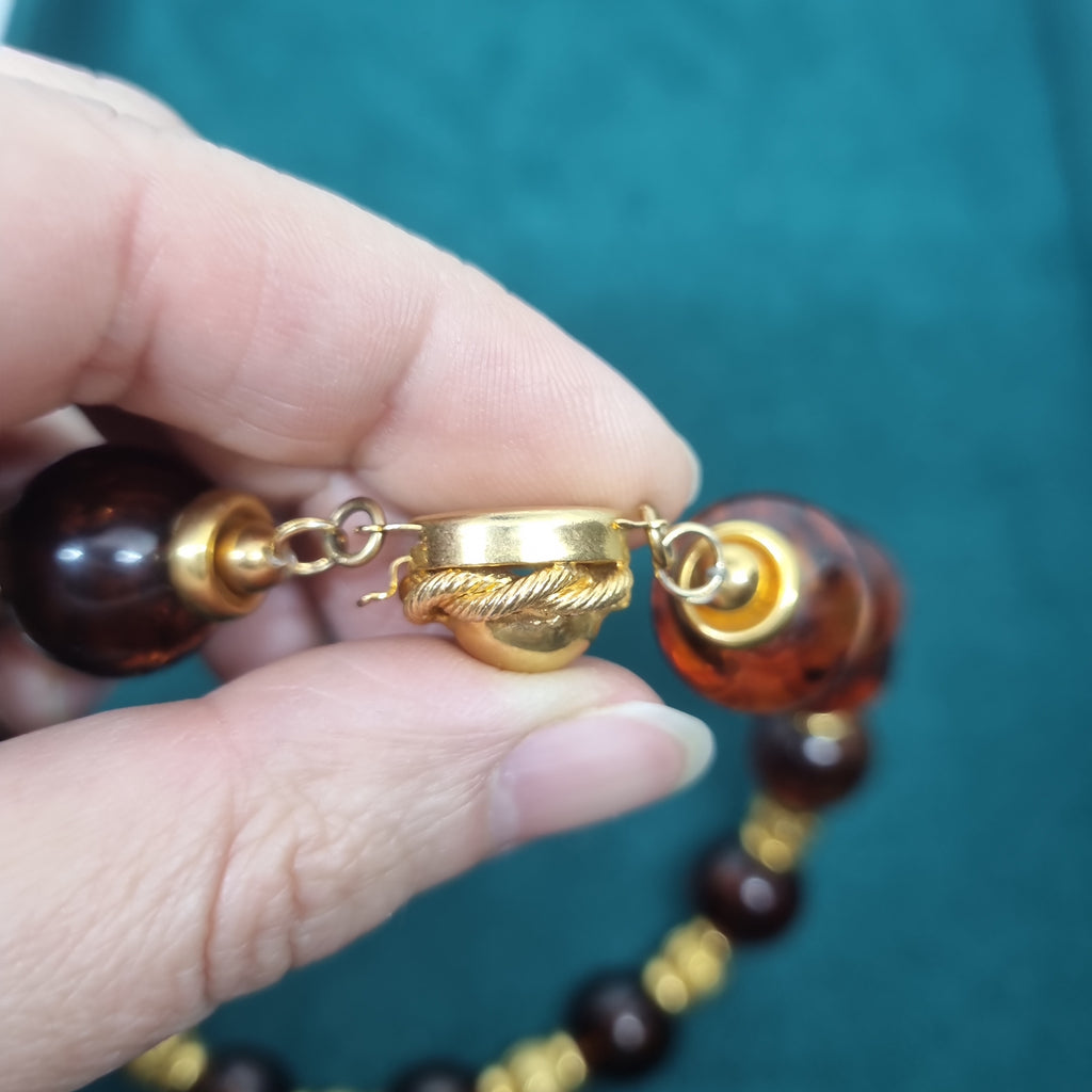 Hübsche Vintage Halskette Handmade Kette Bernstein? Gold Edel