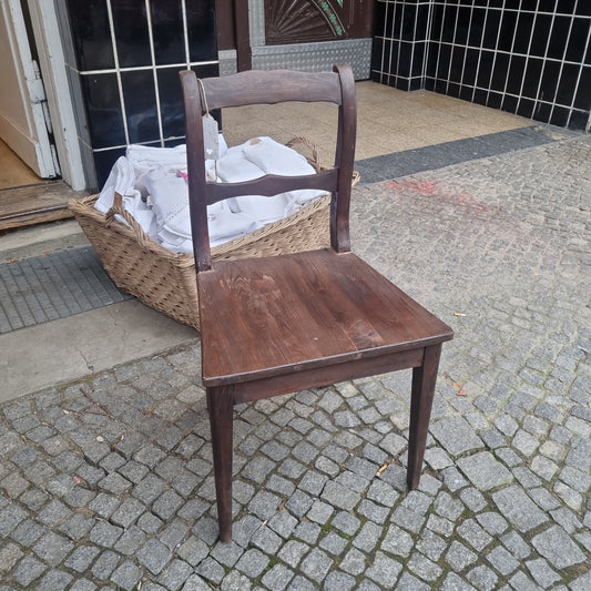 Antiker Biedermeier Stuhl Esszimmerstuhl braun Massiv Holz