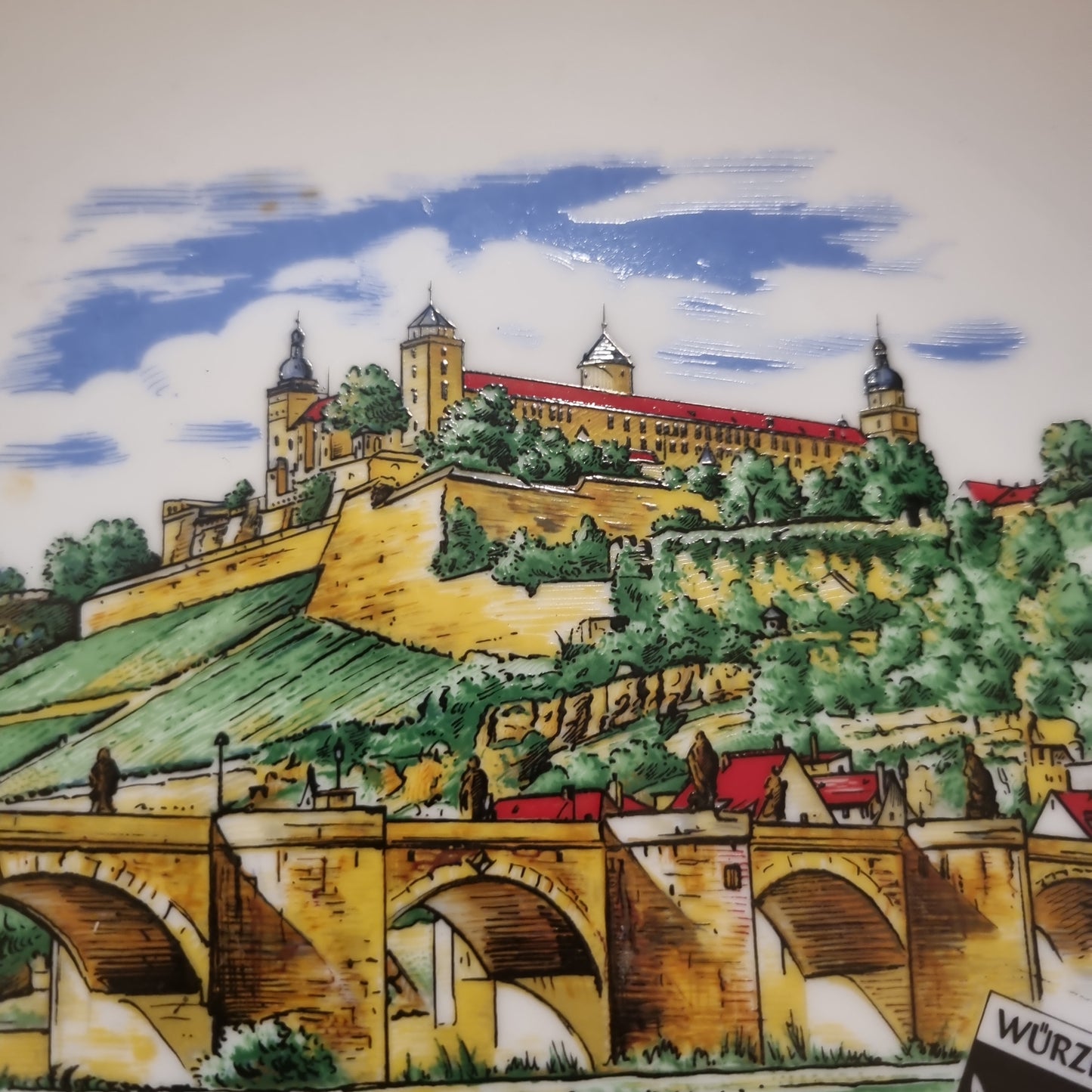 Antiker Wandteller Sammelteller Stadt Würzburg Festung Marienburg Vintage