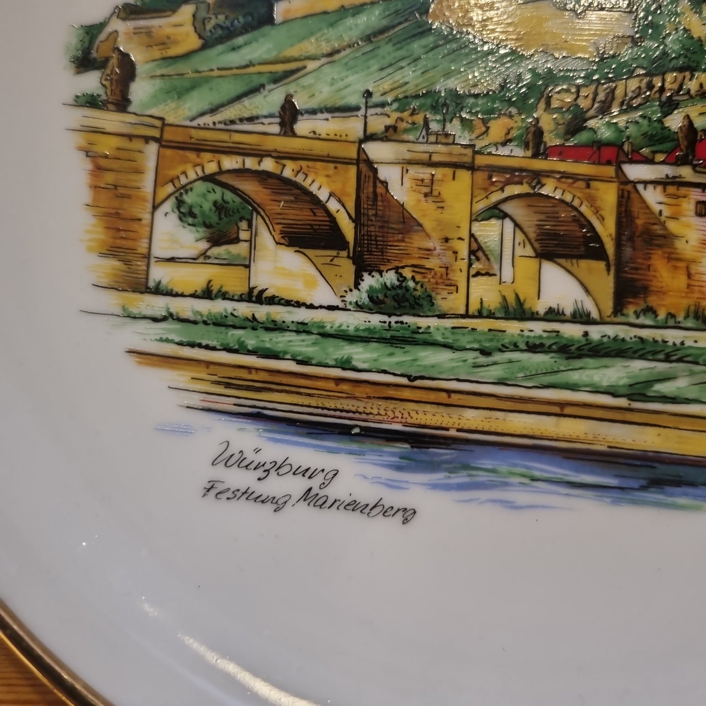 Antiker Wandteller Sammelteller Stadt Würzburg Festung Marienburg Vintage