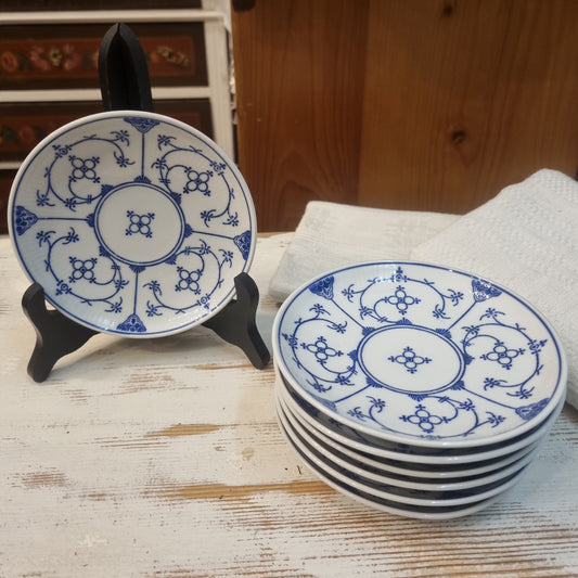 Untertasse Porzellan Indisch Blau Strohblumen GDR Porzellan 60er 70er Jahre DDR