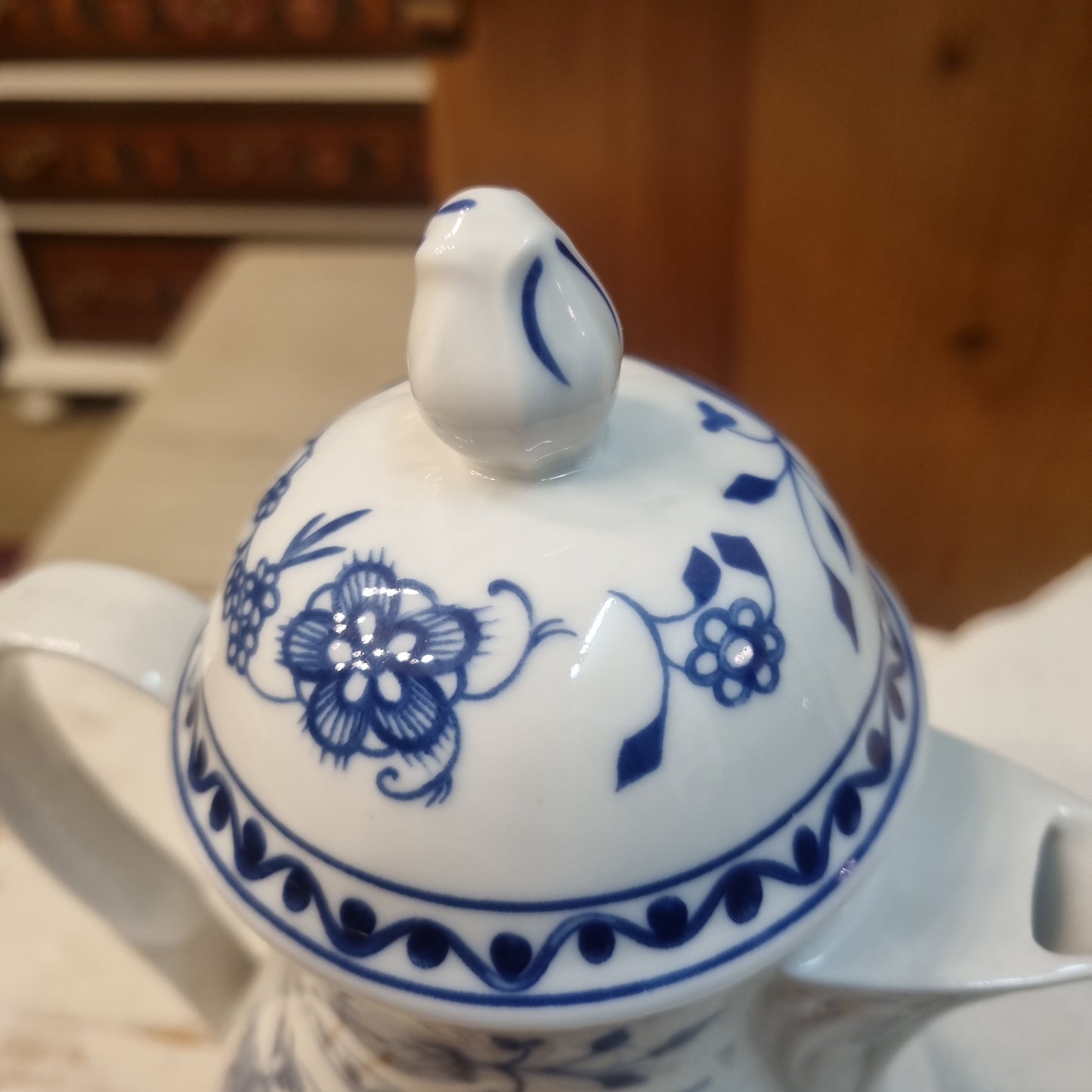 Kahla GDR Zwiebelmuster Kaffeekanne Kanne Tee Vintage blau weiß