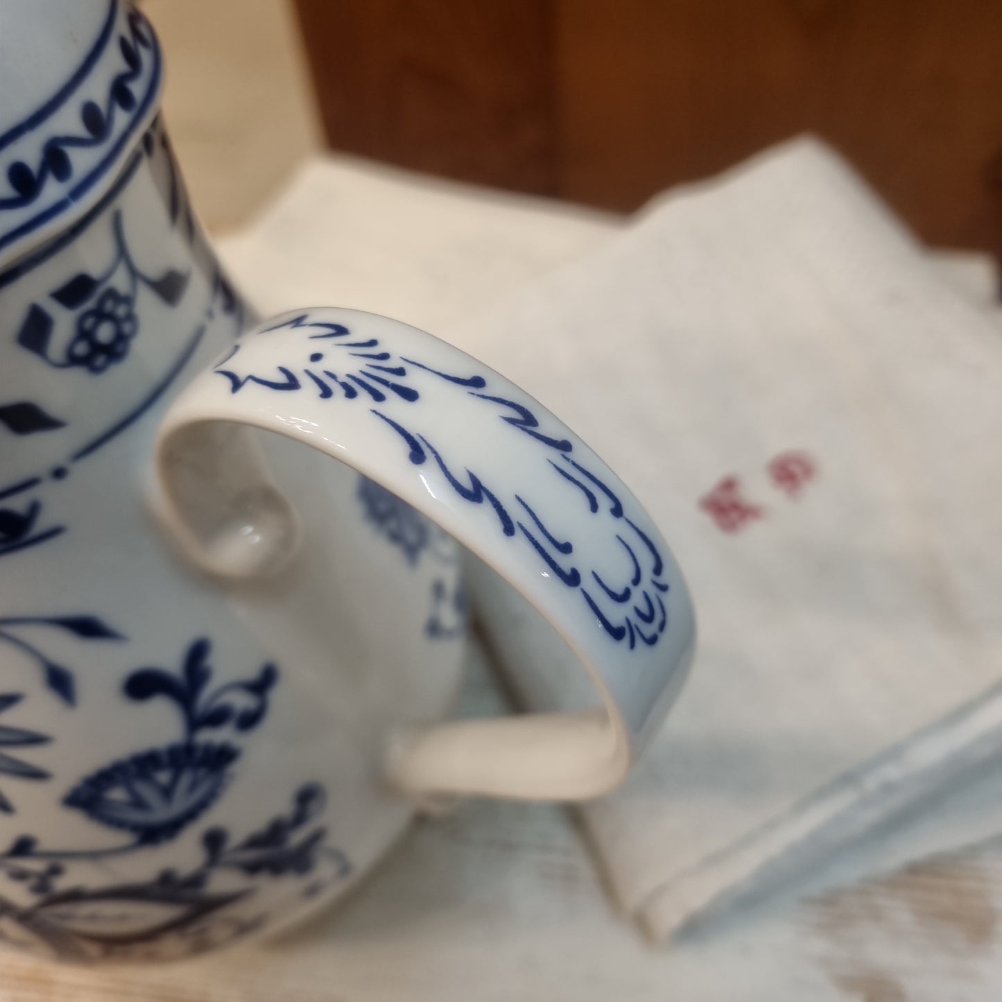 Kahla Zwiebelmuster Kaffeekanne Kanne Tee Vintage blau weiß