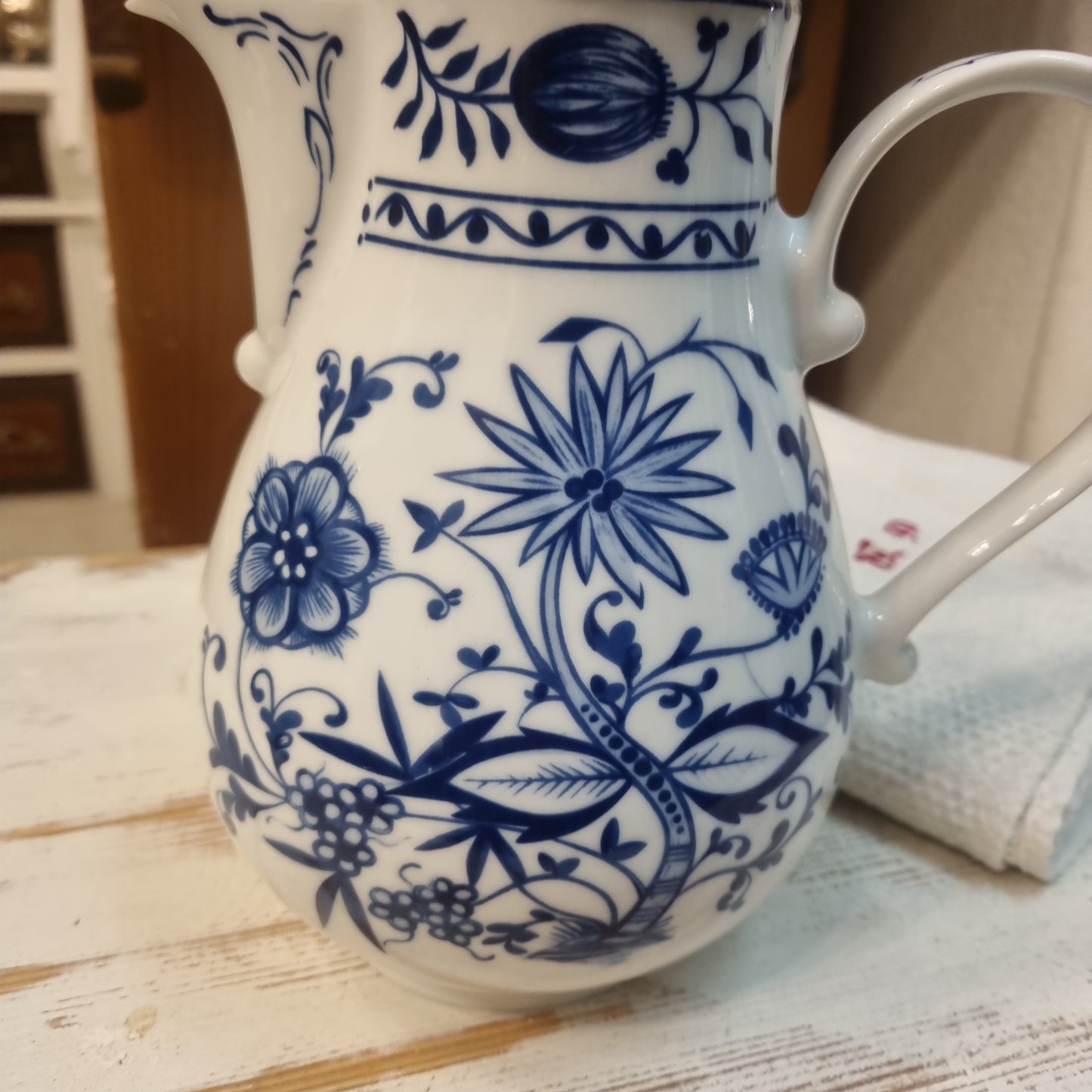 Kahla Zwiebelmuster Kaffeekanne Kanne Tee Vintage blau weiß