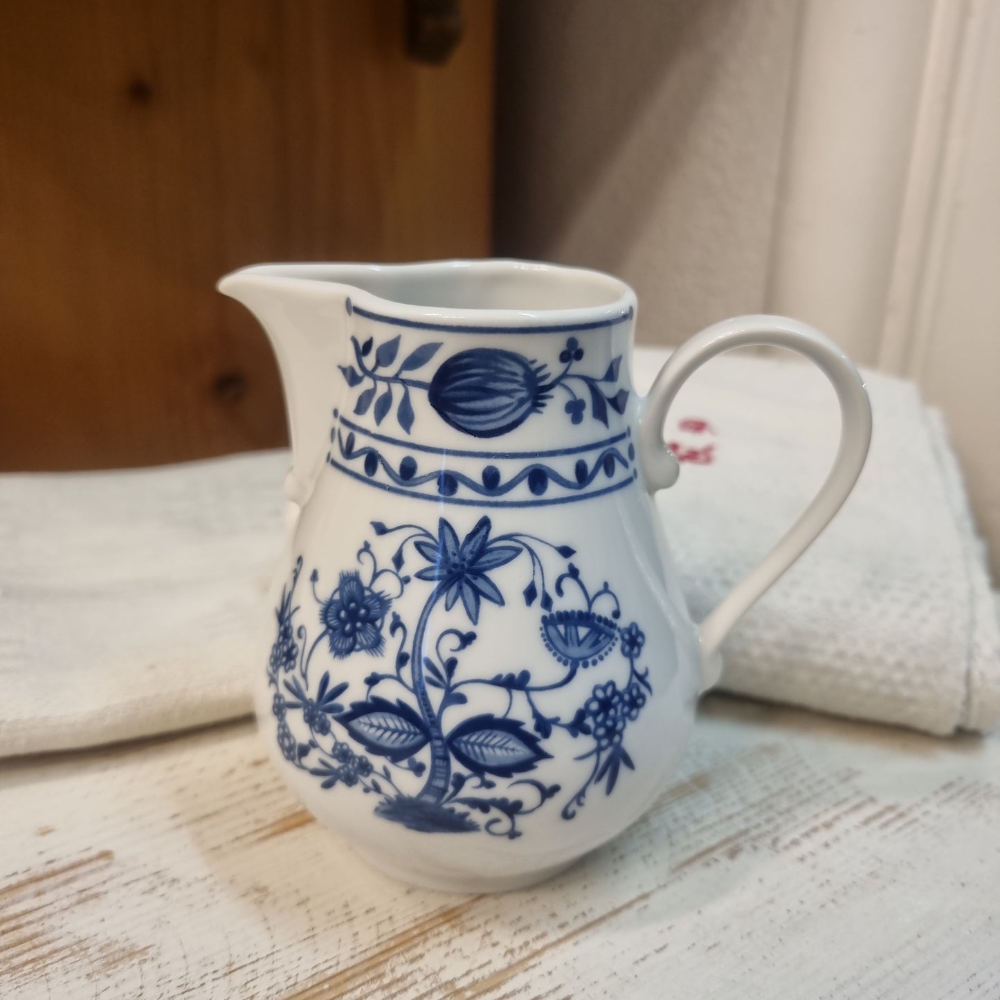 Altes Milchkännchen Sahnekännchen Indisch Blau Zwiebelmuster Kobalt Vintage DDR Kahla