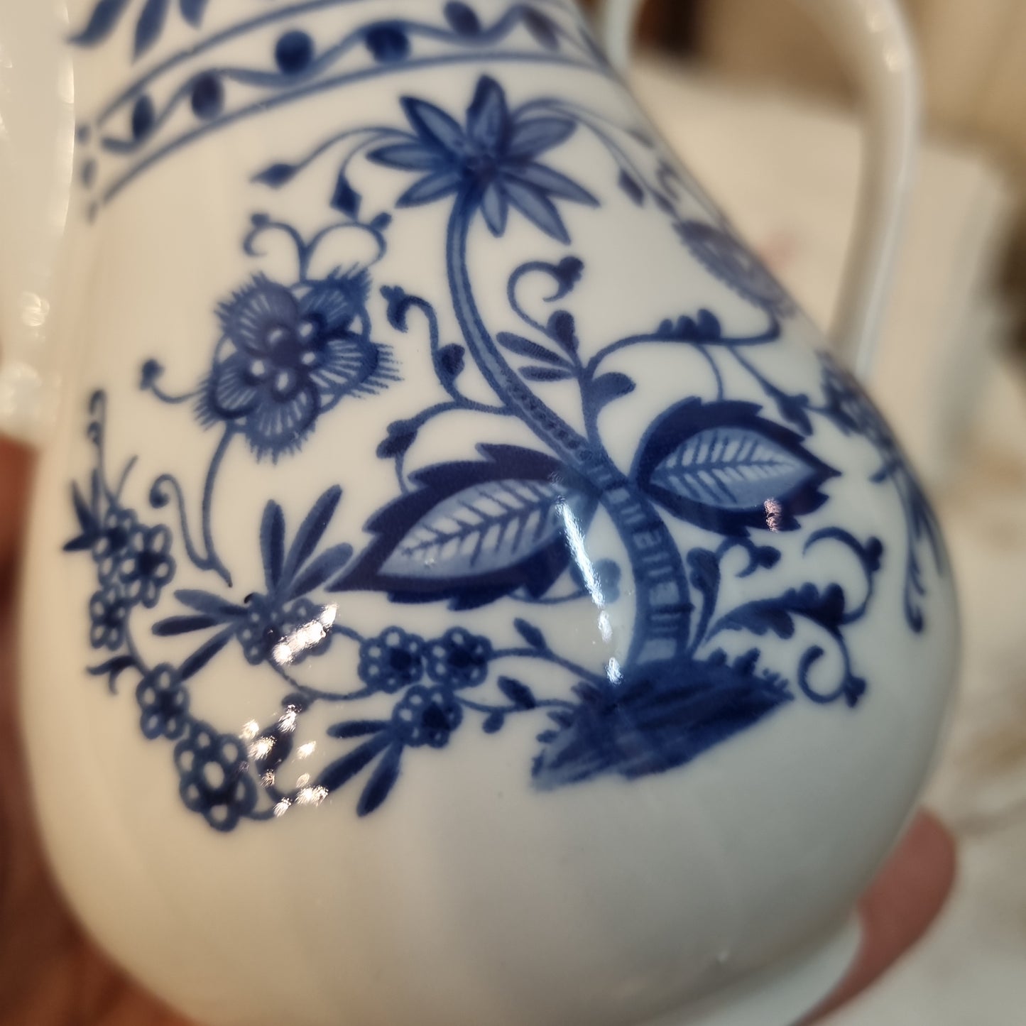 Altes Milchkännchen Sahnekännchen Indisch Blau Zwiebelmuster Kobalt Vintage DDR Kahla