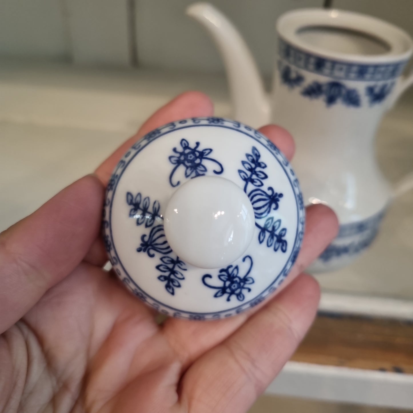 Kahla GDR Zwiebelmuster Tee Kaffeekanne Kanne Mokka Vintage blau weiß kobaltunterglasur