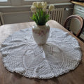 Antike weiße runde gehäkelte/ geklöppelte Tischdecke / Zierdecke weiß 75cm 🤍