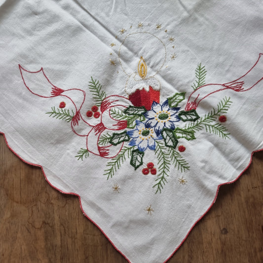 Alte DDR Retro Vintage Weihnachtstischdecke Mitteldecke Baumwolle 75x75cm 🤍