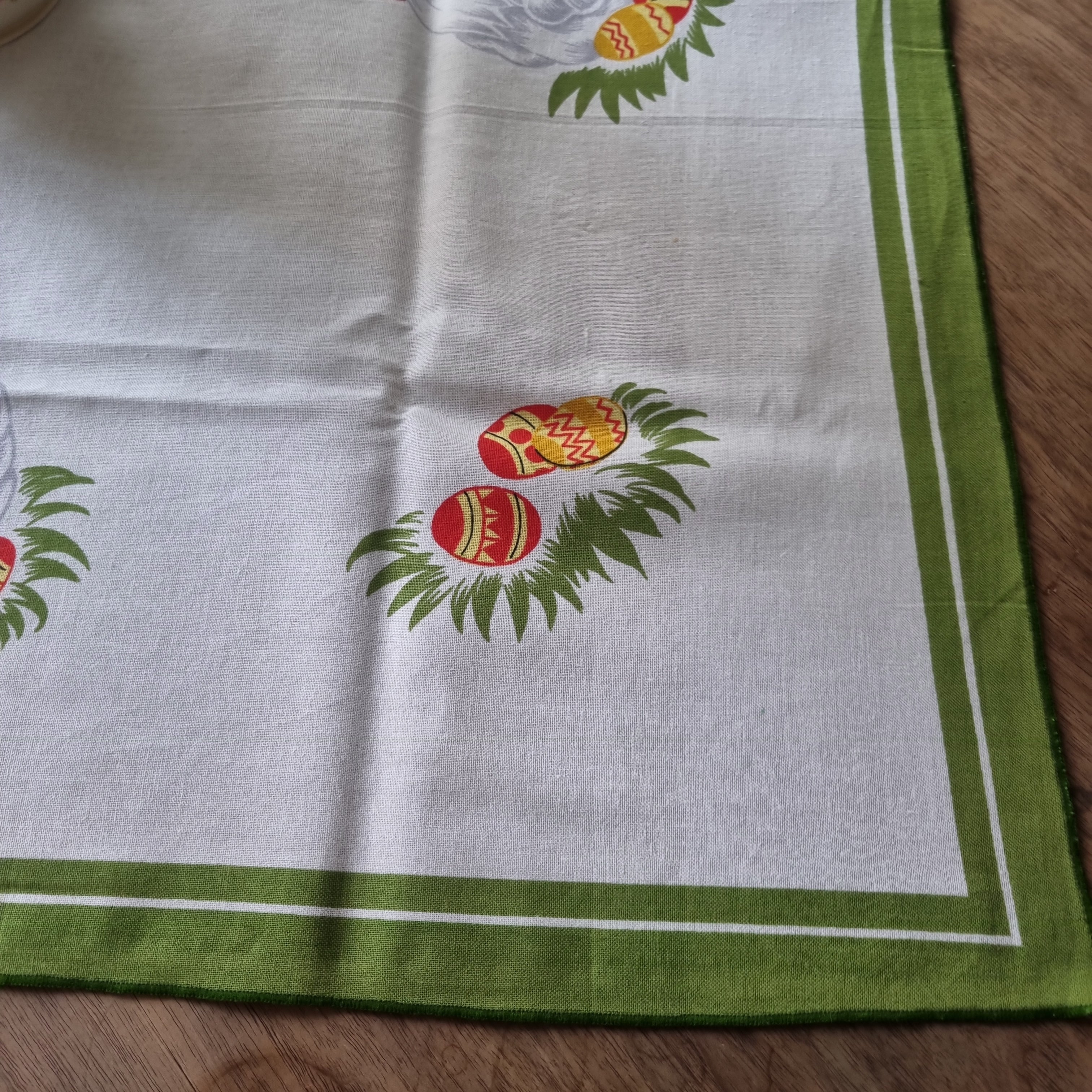 Altes DDR Retro Vintage Ostern Tischdecke / Mitteldecke Baumwolle 80x80cm 🤍