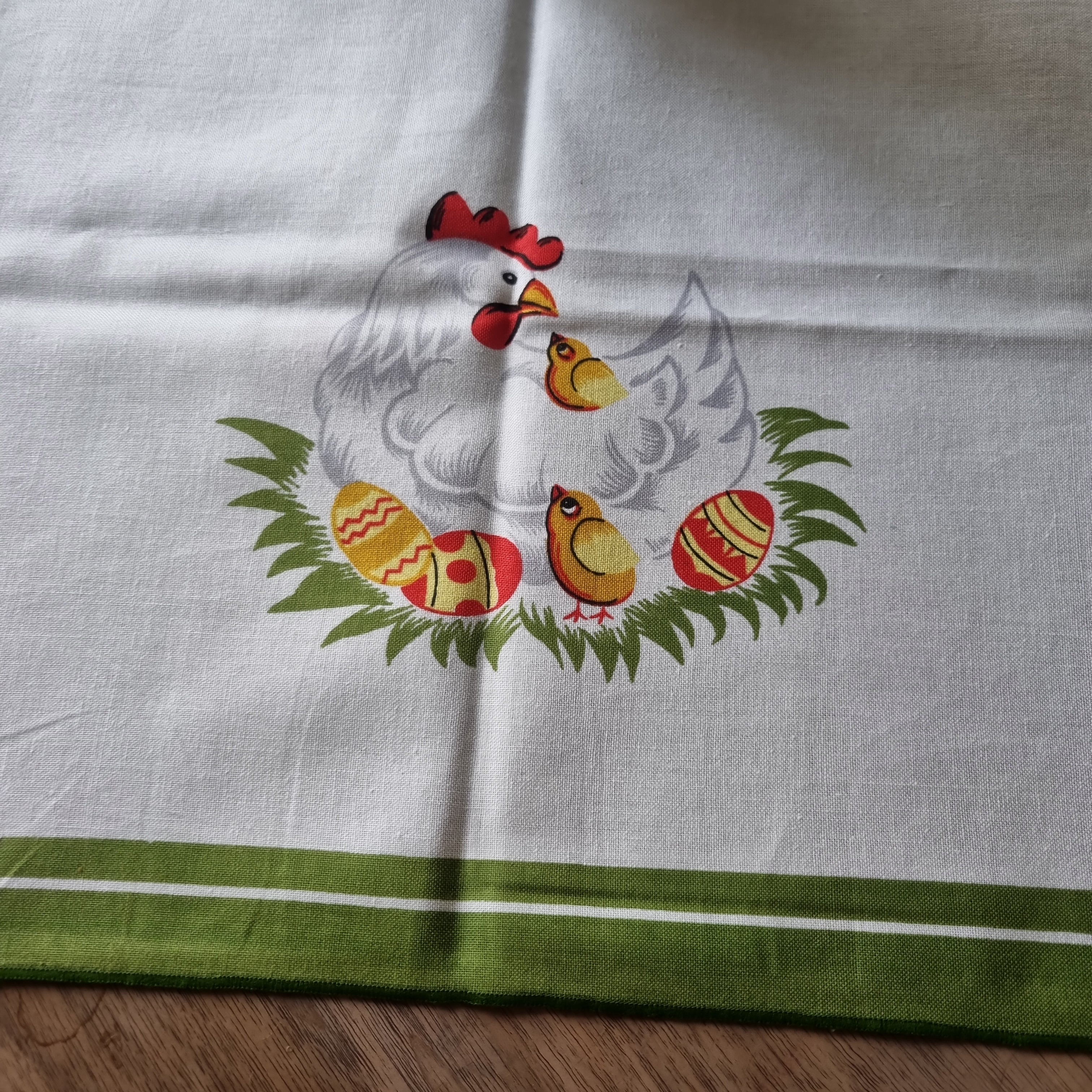 Altes DDR Retro Vintage Ostern Tischdecke / Mitteldecke Baumwolle 80x80cm 🤍
