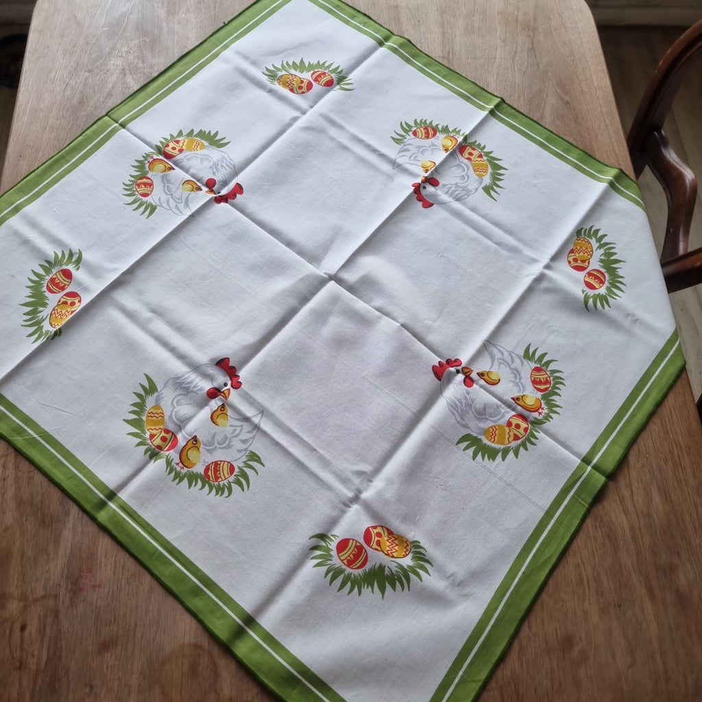 Altes DDR Retro Vintage Ostern Tischdecke / Mitteldecke Baumwolle 80x80cm 🤍