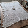 Alte handgemachte Zierdecke Vintage Retro gestrickt gehäkelt beige 95x75cm 🤍