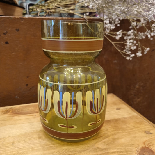 Alte Retro Vintage Glas Vase transparent grün 70er Jahre