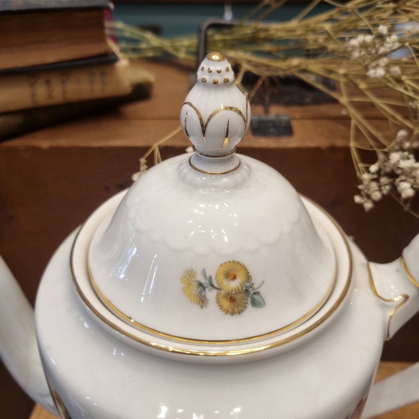 Antike Rosenthal Bavaria Empire Porzellan Kaffeekanne Teekanne Groß mit Blumenmuster