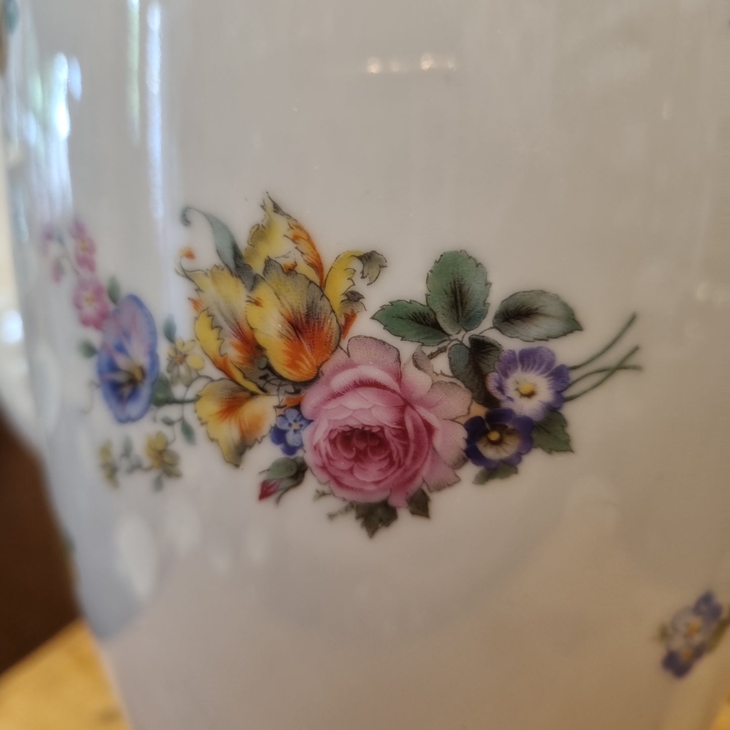 Antike Rosenthal Bavaria Empire Porzellan Kaffeekanne Teekanne Groß mit Blumenmuster