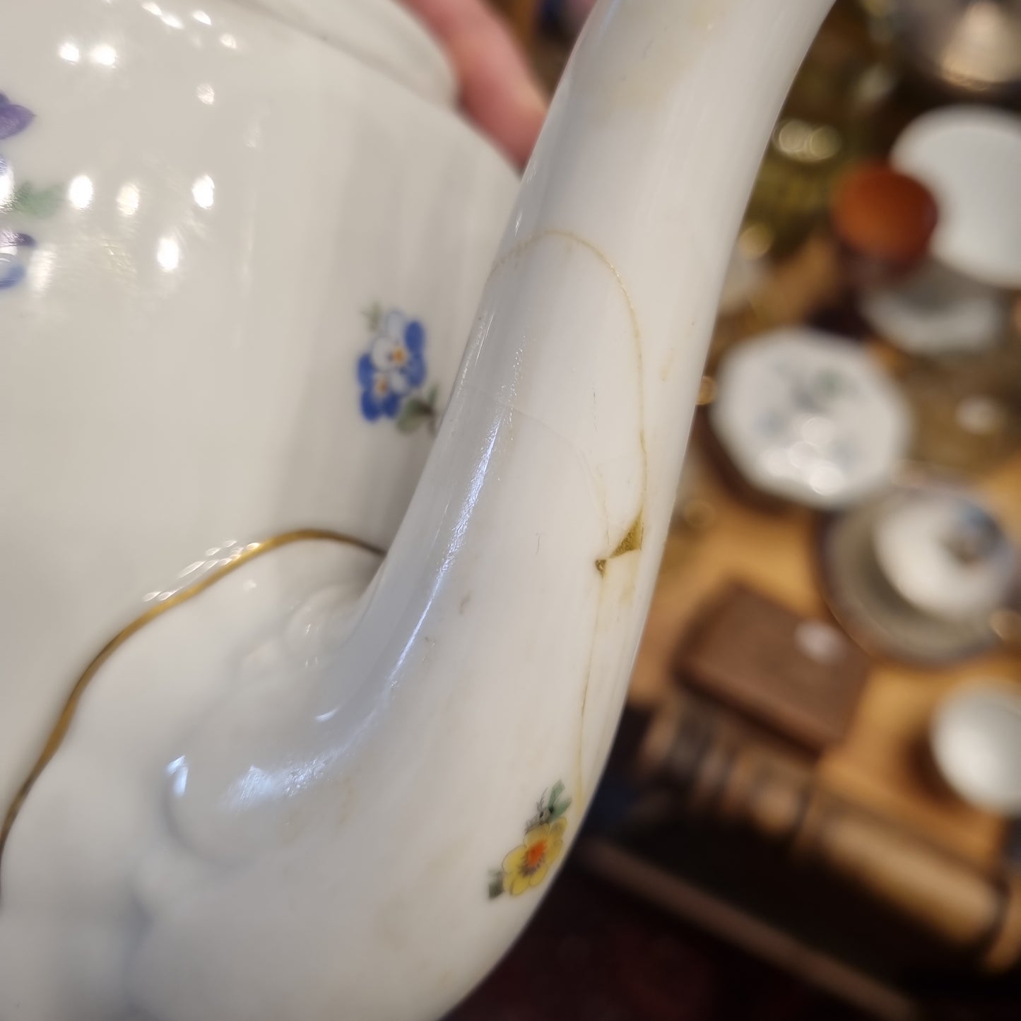 Antike Rosenthal Bavaria Empire Porzellan Kaffeekanne Teekanne Groß mit Blumenmuster