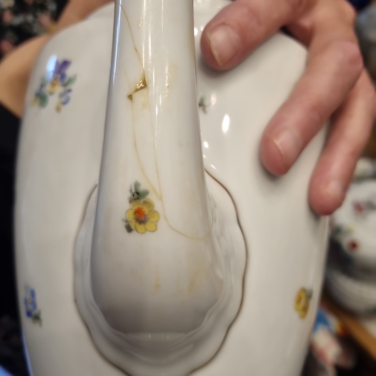 Antike Rosenthal Bavaria Empire Porzellan Kaffeekanne Teekanne Groß mit Blumenmuster