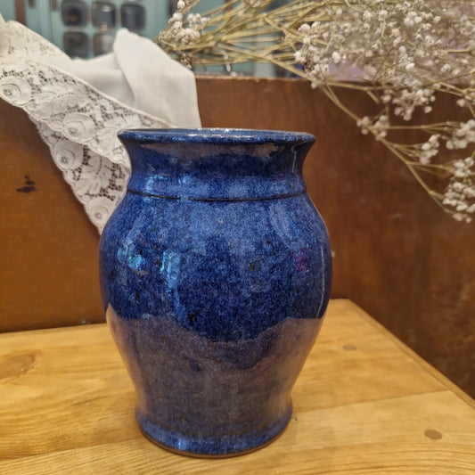 Antike Steingut Keramik Vase blau