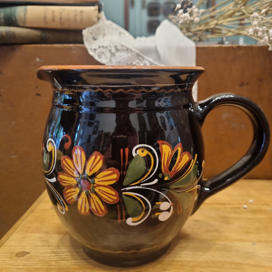 Alter brauner Vintage Krug Landhaus Handbemalt oder als Vase