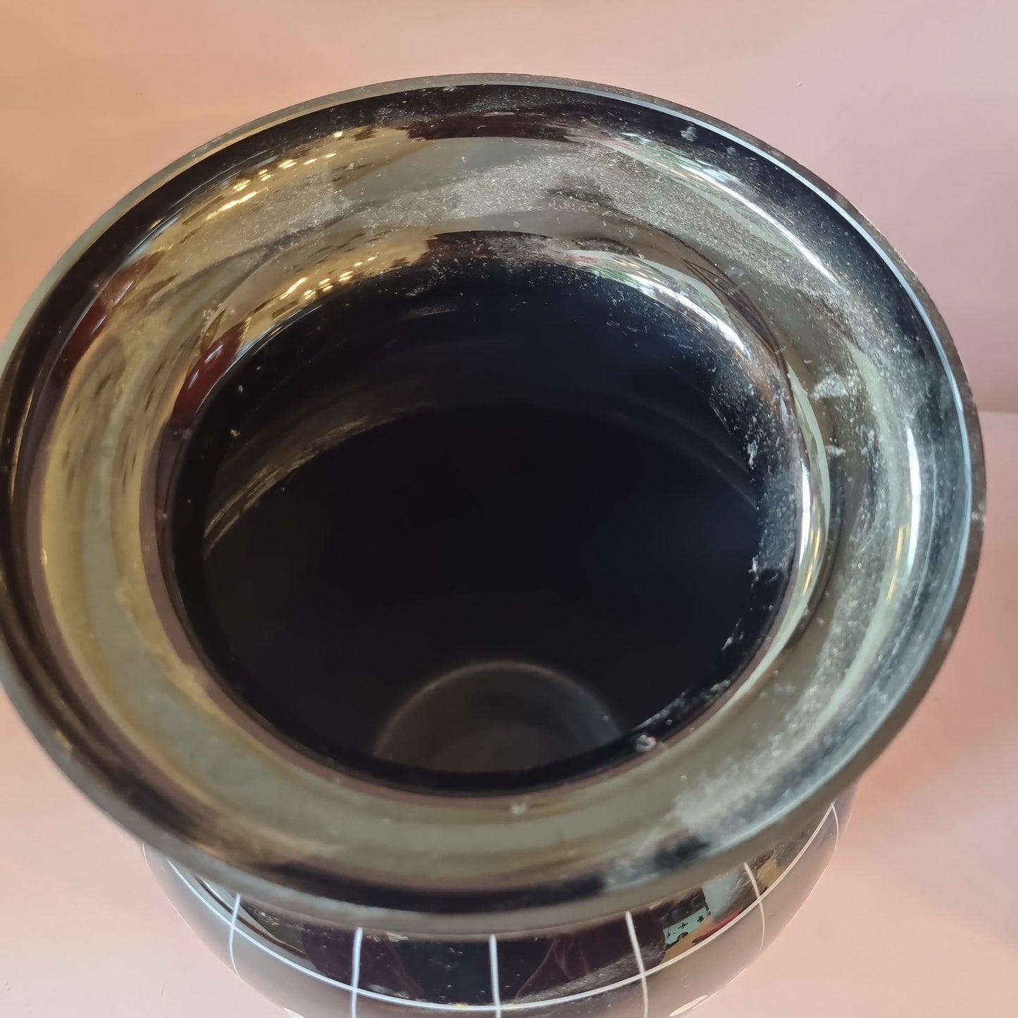 Alte Vintage Glas Vase schwarz Weiß