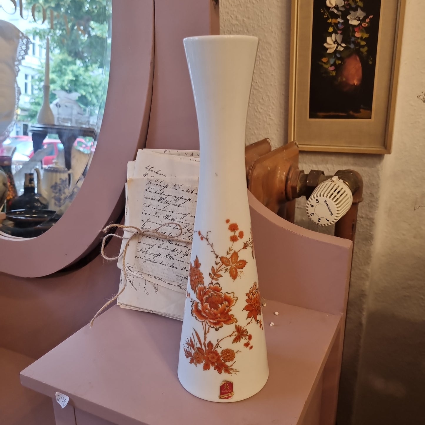 Alte Burgund Vase von Kaiser Porzellan 70er Jahre Stil