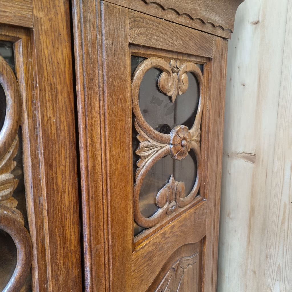 Alte Vitrine Bücherschrank Regal aus massiven Eichenholz - Originalzustand