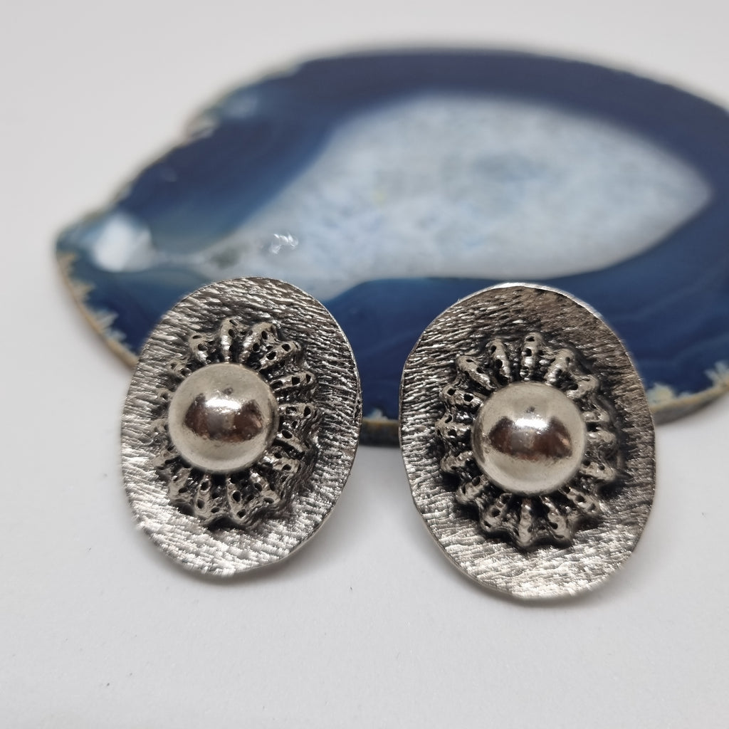 Vintage 50er Jahre Massive Runway Ohrringe / Made in West Germany Statement Clips Silber Gold