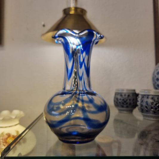 Alte Blaue Vintage Glas Vase transparent blau