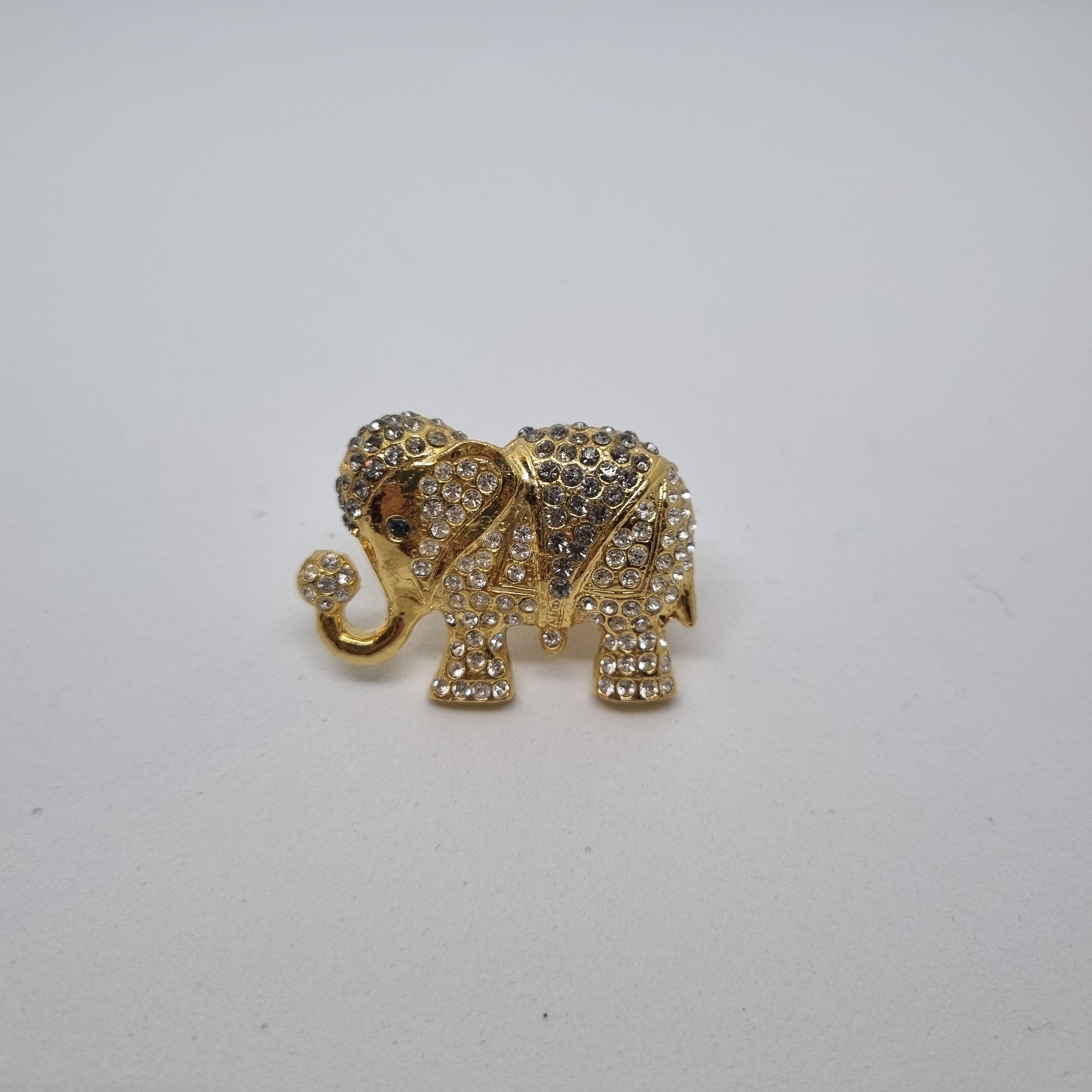 Einzigartige Antike Gold Elefant Strass Brosche aus den 50ern Modeschmuck