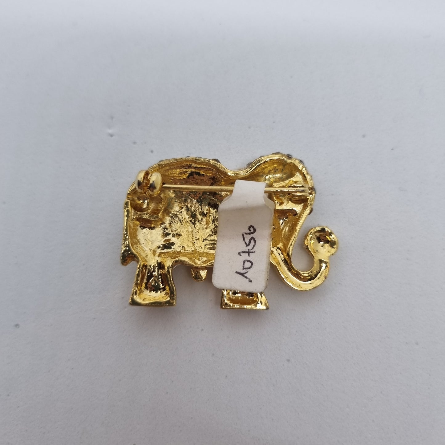 Einzigartige Antike Gold Elefant Strass Brosche aus den 50ern Modeschmuck