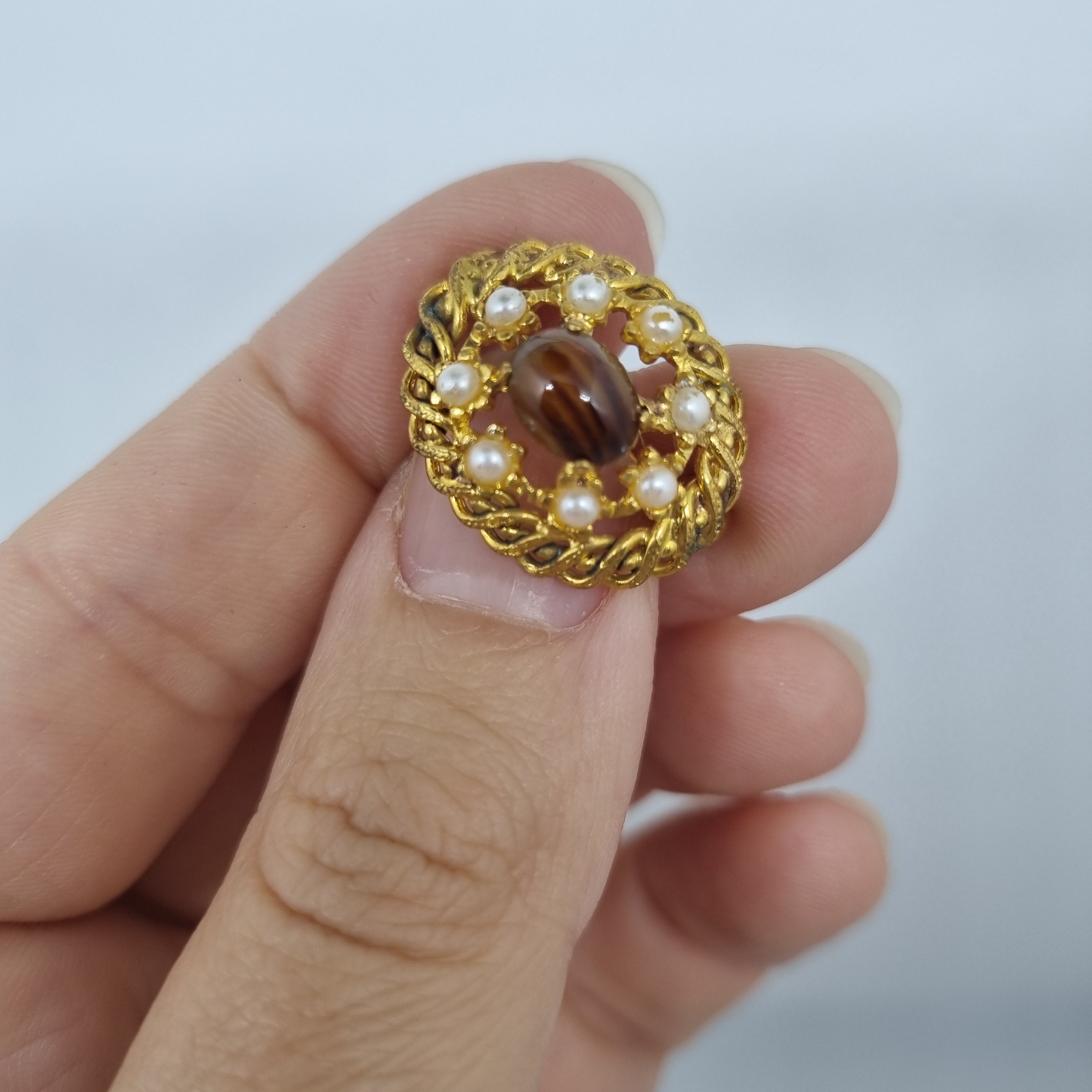 Einzigartige Antike Brosche aus den 50ern Modeschmuck "Gold Braun"