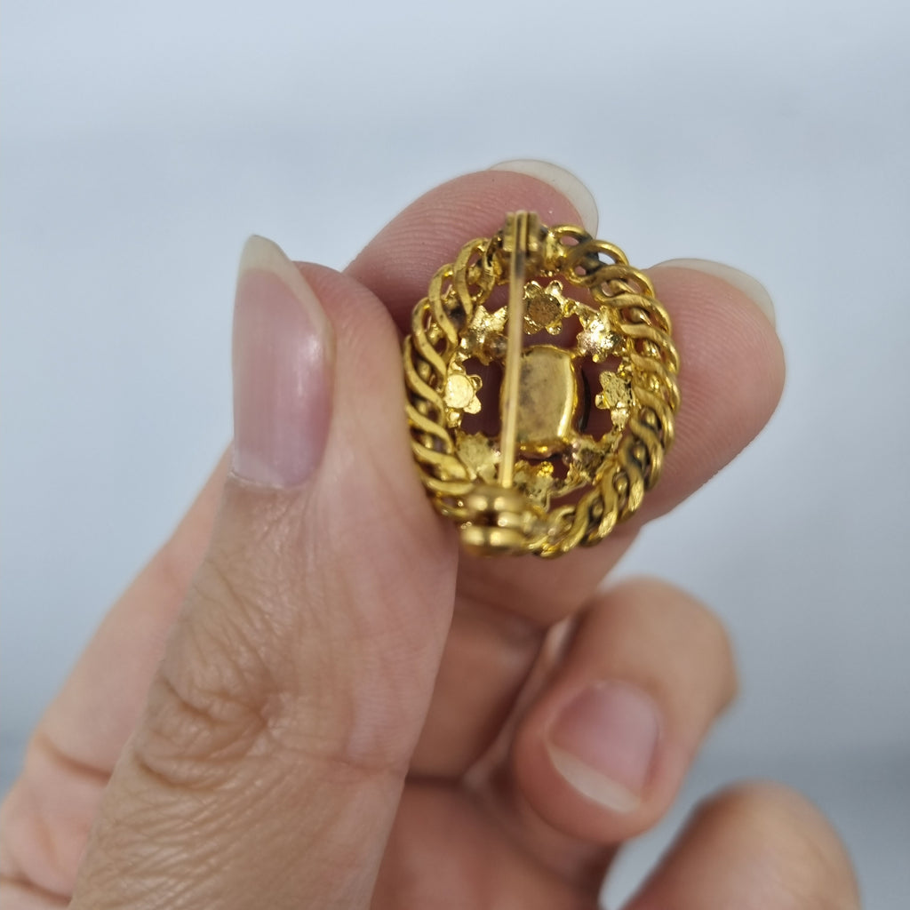 Einzigartige Antike Brosche aus den 50ern Modeschmuck "Gold Braun"