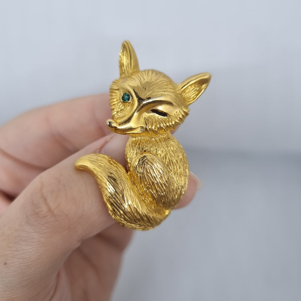 Einzigartige Antik Brosche aus den 50ern Modeschmuck"Golden Fox"
